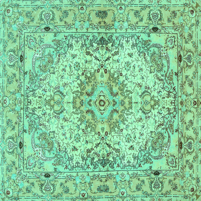 Square Machine Washable Persian Turquoise Traditional Area Rugs, wshtr939turq