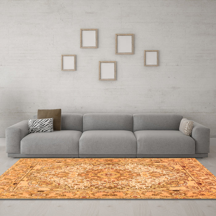 Machine Washable Persian Orange Traditional Area Rugs in a Living Room, wshtr939org