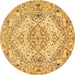 Round Persian Brown Traditional Rug, tr939brn