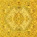 Square Machine Washable Persian Yellow Traditional Rug, wshtr939yw