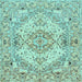 Square Machine Washable Persian Light Blue Traditional Rug, wshtr939lblu