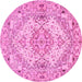 Round Persian Pink Traditional Rug, tr939pnk