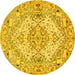 Round Persian Yellow Traditional Rug, tr939yw