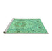 Sideview of Machine Washable Persian Turquoise Traditional Area Rugs, wshtr939turq