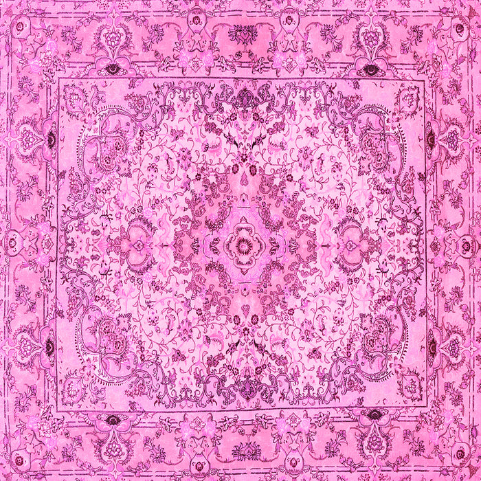 Square Machine Washable Persian Pink Traditional Rug, wshtr939pnk