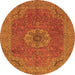 Square Medallion Orange Traditional Rug, tr93org