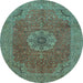 Round Medallion Light Blue Traditional Rug, tr93lblu