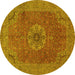 Round Medallion Yellow Traditional Rug, tr93yw