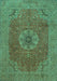 Machine Washable Medallion Turquoise Traditional Area Rugs, wshtr93turq