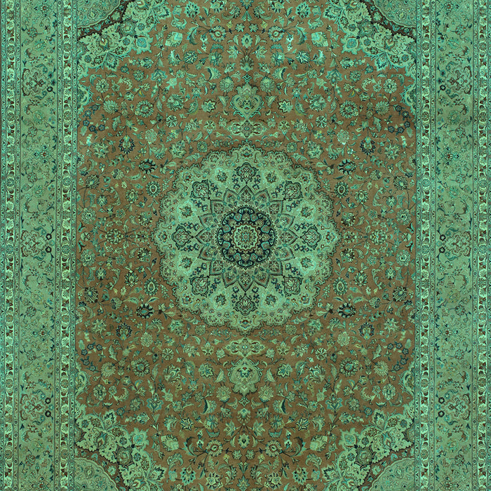 Machine Washable Medallion Turquoise Traditional Area Rugs, wshtr93turq