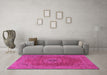 Machine Washable Medallion Pink Traditional Rug in a Living Room, wshtr93pnk