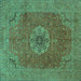 Square Medallion Turquoise Traditional Rug, tr93turq