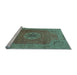 Sideview of Machine Washable Medallion Light Blue Traditional Rug, wshtr93lblu