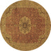 Round Machine Washable Medallion Brown Traditional Rug, wshtr93brn