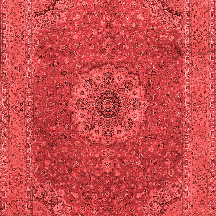 Machine Washable Medallion Red Traditional Rug, wshtr93red
