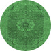 Round Medallion Emerald Green Traditional Rug, tr93emgrn