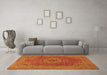 Machine Washable Medallion Orange Traditional Area Rugs in a Living Room, wshtr93org