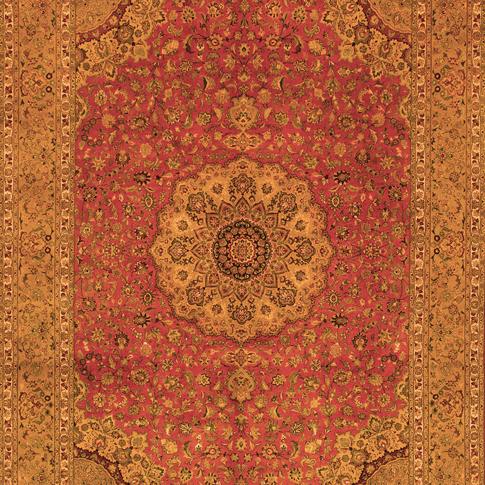 Serging Thickness of Machine Washable Medallion Orange Traditional Area Rugs, wshtr93org