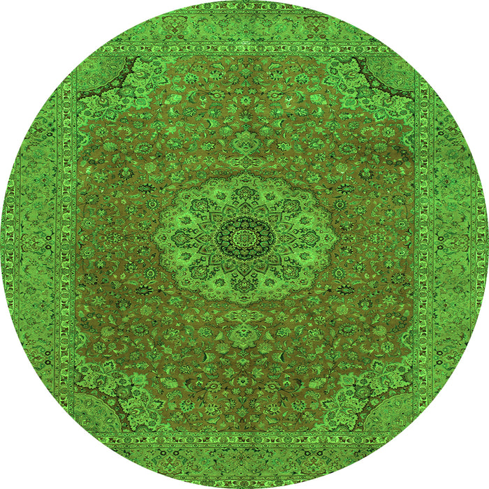 Machine Washable Medallion Green Traditional Area Rugs, wshtr93grn