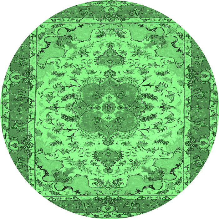 Round Persian Emerald Green Traditional Rug, tr940emgrn