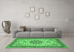 Machine Washable Persian Emerald Green Traditional Area Rugs in a Living Room,, wshtr940emgrn