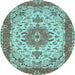 Round Persian Light Blue Traditional Rug, tr940lblu