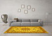 Machine Washable Persian Yellow Traditional Rug in a Living Room, wshtr940yw