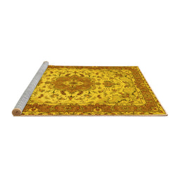 Sideview of Machine Washable Persian Yellow Traditional Rug, wshtr940yw