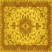 Square Machine Washable Persian Yellow Traditional Rug, wshtr940yw