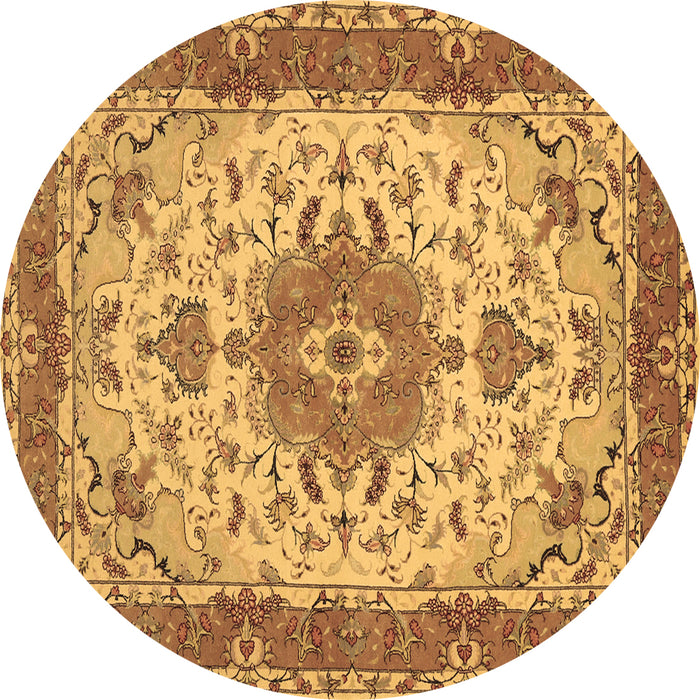 Round Persian Brown Traditional Rug, tr940brn