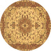 Round Persian Brown Traditional Rug, tr940brn