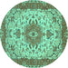 Round Persian Turquoise Traditional Rug, tr940turq