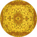 Round Machine Washable Persian Yellow Traditional Rug, wshtr940yw