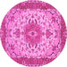 Round Machine Washable Persian Pink Traditional Rug, wshtr940pnk