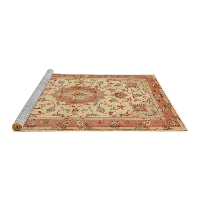Sideview of Machine Washable Traditional Orange Rug, wshtr941