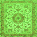 Round Machine Washable Persian Green Traditional Area Rugs, wshtr941grn