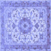 Square Machine Washable Persian Blue Traditional Rug, wshtr941blu