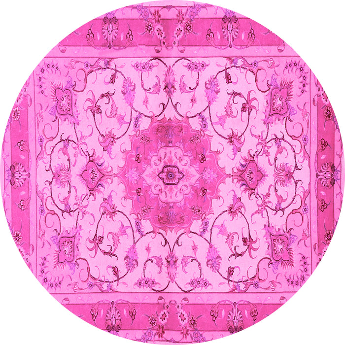Round Machine Washable Persian Pink Traditional Rug, wshtr941pnk