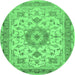 Round Machine Washable Persian Emerald Green Traditional Area Rugs, wshtr941emgrn