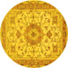 Round Machine Washable Persian Yellow Traditional Rug, wshtr941yw