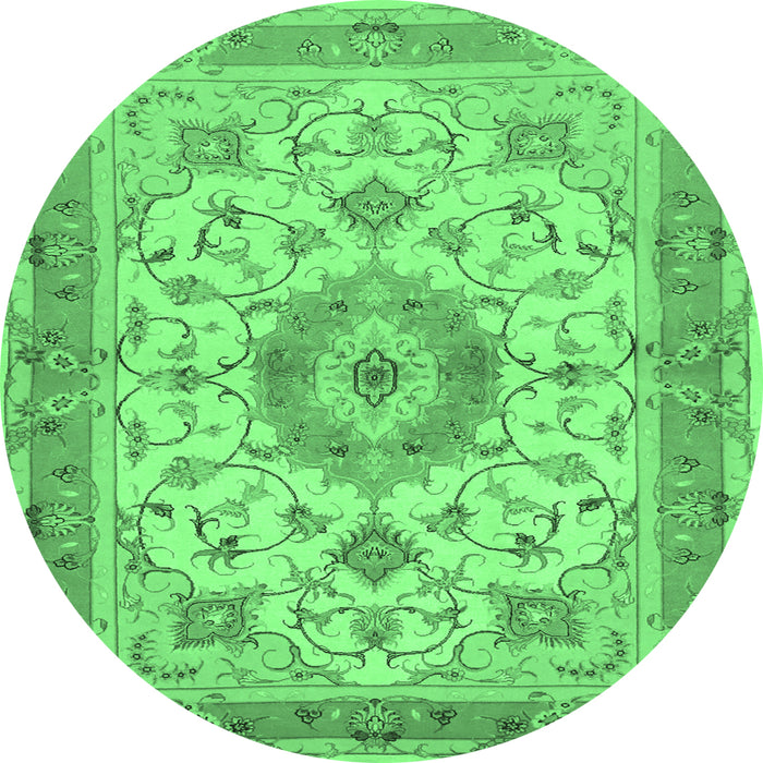 Round Persian Emerald Green Traditional Rug, tr941emgrn