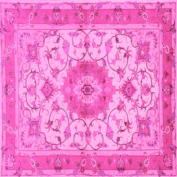 Square Machine Washable Persian Pink Traditional Rug, wshtr941pnk