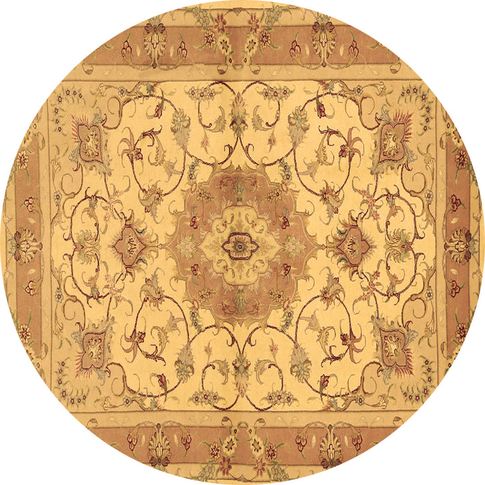 Round Persian Brown Traditional Rug, tr941brn