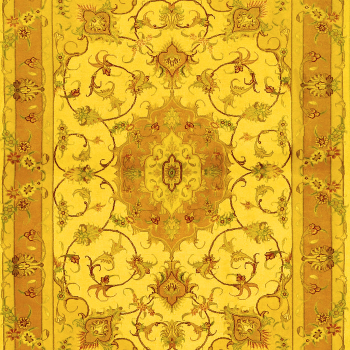 Machine Washable Persian Yellow Traditional Rug, wshtr941yw