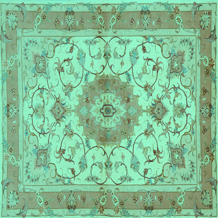 Square Persian Turquoise Traditional Rug, tr941turq