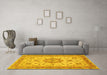 Machine Washable Persian Yellow Traditional Rug in a Living Room, wshtr941yw