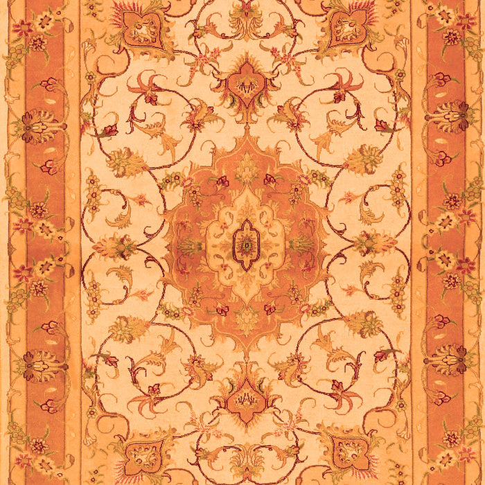 Serging Thickness of Machine Washable Persian Orange Traditional Area Rugs, wshtr941org