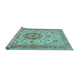 Sideview of Machine Washable Persian Light Blue Traditional Rug, wshtr941lblu