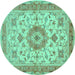 Round Persian Turquoise Traditional Rug, tr941turq