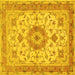 Square Machine Washable Persian Yellow Traditional Rug, wshtr941yw